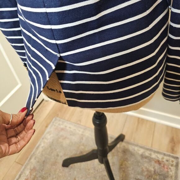 J. Crew Classic Schoolboy White/Navy Mixed Stripes Blazer Size 2 - Picture 9 of 12